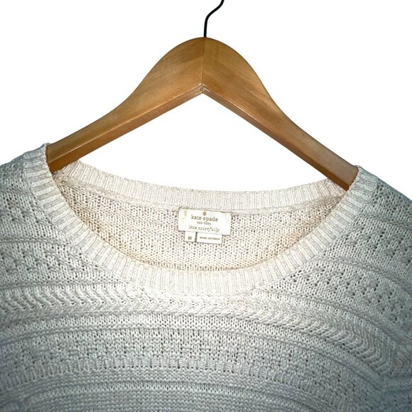 Kate Spade New York Beige Knit Sweater With Tassel Hem Medium - Picture 5 of 13